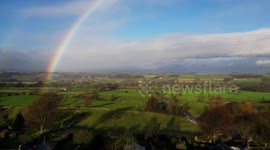 Stunning footage shows drone pilot chasing rainbow in North Yorkshire