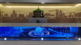 A Holographic Screen in The Subway In Xi'an, China