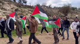 Clashes between Palestinian protesters and Israeli soldiers following a protest against the establishment of Israeli outposts, in Beit Dajan, east of the West Bank city of Nablus