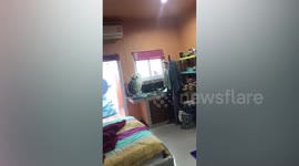 Wild python found wrapped around lamp over family’s bed in Thailand