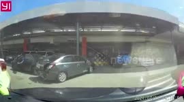 Terrifying scenes as SUV slams into a car, a gate and three motorcyclists in the Philippines