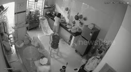 Baby falls from hammock while mum washes the pots