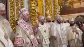 Special atmosphere in the cathedral of Kiev-Pechersk Lavra for Orthodox Christmas