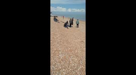 British livestreamer spots migrants landing near a lifeboat station on Dungeness beach in May 2022