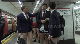 Underground in underwear! Hundreds of Londoners take part in 'No Trousers Tube Ride'
