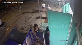 That's a knife! Thug channels Crocodile Dundee and returns to brawl with 5ft SWORD