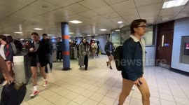 No Trousers Tube Ride draws hundreds of pants-less passengers to London's Underground