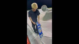 Skateboarder falls into bank after Ollie attempt backfires