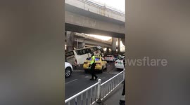 Bus gets trapped in sinkhole that opened up on Chinese road