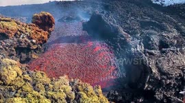 Here's what happens when ice is thrown into lava from an active volcano