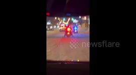 Police on Snow Jet Ski after the snow blizzard in Buffalo, NY, USA