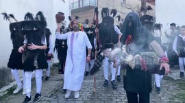 Ancient pagan ritual based on Dionysus and satyrs seen in northern Greece