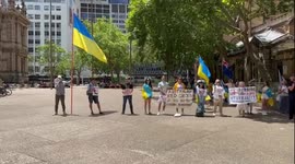 Heavy police presence as Ukrainians and supporters protest against Russian Red Cross again in Sydney, Australia