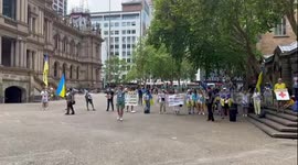 Heavy police presence as Ukrainians and supporters protest against Russian Red Cross again in Sydney, Australia