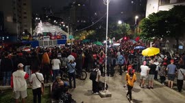 Demonstrators protest in Sao Paulo against terrorist acts in the capital of Brazil