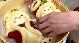 Woman makes bunny-shaped buns to welcome China's Year of the Rabbit