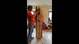 Carving artist makes a spectacular, life-sized wood sculpture of a fine gentleman