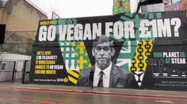 Activists ask UK PM to go vegan for a month with huge mural in London