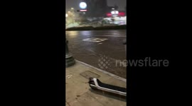 Streets of Los Angeles, CA, US are severly flooded by heavy rain