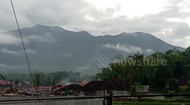 Mount Marapi volcano spews white smoke while erupting in Indonesia