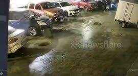 Manhole covers propelling into air after boy throws lit firecracker into sewer