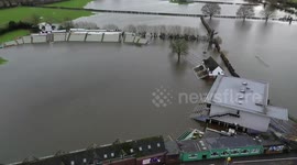 Worcestershire County Cricket Club completely submerged after heavy floods