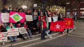 Protest against Jair Bolsonaro in New York City, NY, USA