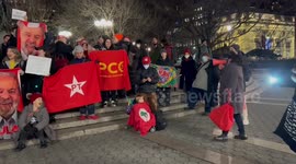 Songs and chants at Stand with Democracy in Brazil rally in New York, NY, USA