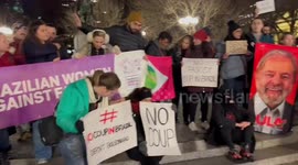Stand with Democracy in Brazil rally is held in New York, NY, USA