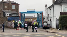 London Ambulance Members of UNISON picket out the Deptford Ambulance Station