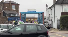 Striking London ambulance workers picket outside Deptford Ambulance Station
