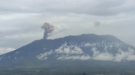 Speed-up-footage of Indonesia Mount Marapi Erupts, biggest in the last 4 day