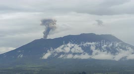 Marapi the Indonesian explosive type mount spewing volcanic ash 500 m into the sky