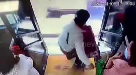 Chinese woman falls off bus and gets injured as driver sets off without closing doors