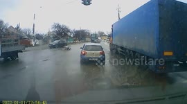 Hit and Run: Truck Crashes into Parked Car and Drives Away