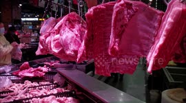 Pork On Sale In Supermarket In Yichang, China