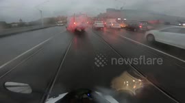 Accident: Car Changes Lanes and Crashes into a Truck