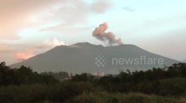 The eruption activity of Mount Marapi on Sumatra Island was filmed in timelapse