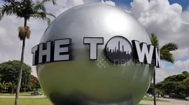 Giant sphere by The Town music festival is installed near Ibirapuera Park in São Paulo, Brazil