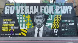 A huge mural by Generation Vegan activists calling on UK Prime Minister Rishi Sunak to go vegan has appeared in Shoreditch, London