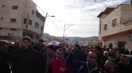 Mourners attend the funeral of Palestinians Habib Kmail and Abdelhady Nazzal reportedly killed during a raid by Israeli forces in Qabatia town