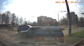 Brutal Accident: Car Takes a Wrong Turn and Gets Rammed by a Minivan