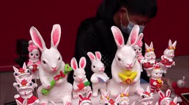 Folk Artists Make Lunar New Year Rabbit Dough Figurines In Yichang, China
