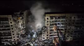 Drone footage shows damage extent of Russian strike on Dnipro, Ukraine