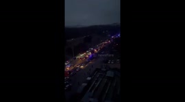 Long queue of emergency vehicles form in Dnipro after Russian attack