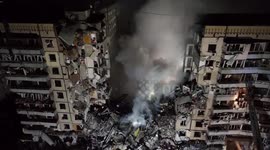 Dnipro's residential building completely torn apart by Russian strike