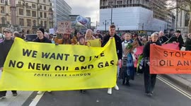 Climate activists march across London against Rosebank oil and gas field