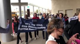 Women rallied in Texas regarding the discrimination against female athletes.