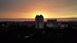 Manipal city morning sunrise view, drone view, Manipal, Udupi, Karnataka.