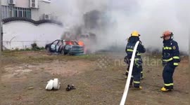 Car ignited after Chinese boy lights firecracker inside vehicle